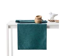 AmeliaHome Table Runner Set 35 x 250 cm and 115 x 250 cm Lotus Effect Water-Repellent Leaves Petrol Gaia