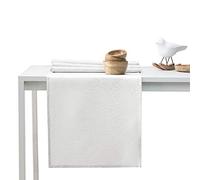 AmeliaHome Table Runner Set 35 x 300 cm and 115 x 300 cm Lotus Effect Water-Repellent Leaves Ecru Gaia