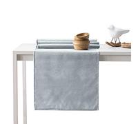 AmeliaHome Table Runner Set 35 x 300 cm and 115 x 300 cm Lotus Effect Water-Repellent Snake Skin Pattern Silver Vesta