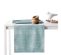 AmeliaHome Table Runner Set 35 x 300 cm and 115 x 300 cm Lotus Effect Water-Repellent Snakeskin Pattern Mint Vesta