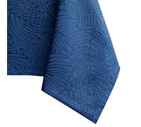 AmeliaHome Tablecloth 140 x 160 cm Lotus Effect Water-Repellent Leaves Gaia Dark Blue