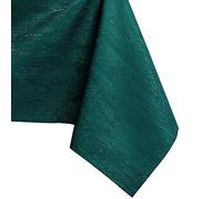AmeliaHome Tablecloth 140 x 180 cm, Stain Protection, Lotus Effect, Washable, Water Repellent, Vesta Ornament, Bottle Green