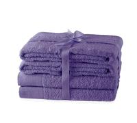 AmeliaHome Towel Set Purple 4 Hand Towels 50 x 100 cm and 2 Bath Towels 70 x 140 cm 100% Cotton Absorbent Amari