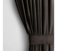 AmeliaHome Velvet Look Curtain - 140 x 245 cm Dark Brown Eyelet, Blackout Curtain with Light Shimmering Decorative Effect