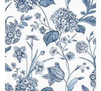 Amelie Hydrangea Wallpaper Rasch Blue One Size