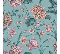 Amelie Hydrangea Wallpaper Rasch Teal One Size