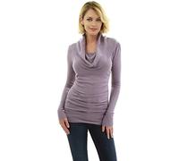 AmélieBoutik Women Cowl Neck Long Sleeve Ruched Sides Pullover Tunic Jumper (Lavender X-Large 16)