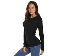 AmélieBoutik Women Crewneck Raglan Long Sleeve Cable Knit Jumper (Black Small 8/10)