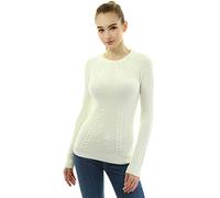 AmélieBoutik Women Crewneck Raglan Long Sleeve Cable Knit Jumper (Ivory Medium 12)