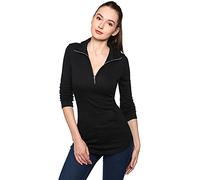 AmélieBoutik Women Quarter Zip Pocket Curve Hem Tunic Top (Black Medium 12)