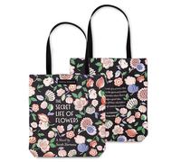 AMÉLIN ARCHIVE Canvas Tote Bag for Women, Canvas Book Tote with Pocket and Nylon Handles (The Secret Life of Flowers)