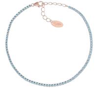 Amen 925 Sterling Silver Bracelet with Light Blue Cubic Zirconia Stones in the Colour of Rose, Length 17 + 3.5 cm, Diameter 1 mm. The reference is: BT1RAZ17 Sterling Silver