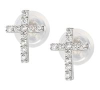 Amen 9ct Gold and White Cubic Zirconia Earrings 0.8cm Diameter JE52249