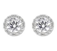 Amen 9ct Gold Earrings with White Cubic Zirconia in Rhodium Colour The reference is: JE90744