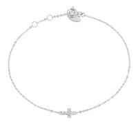 Amen 9ct Gold White Cubic Zirconia Bracelet for Women - Length 16+1+1cm The Reference is: BR1800