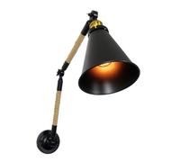 Amen Bathroom Mirror Wall Lamp, 1-Head Hemp Rope Light Fixture, Double Rod Swing Sconce, E27 Base Black Metal Lantern, Perfect for Hotels & Personal Spaces (B)