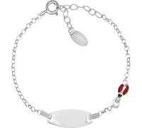 Amen BRJTACOB Junior Collection Bracelet 925 Silver Rhodium Finish Jewellery with Black and Red Enamel Size: 13 + 3 cm