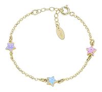Amen Children's Bracelet Junior Collection. Jewel Made of 925 Silver Gold Colour and Pink, Blue and Lilac Enamel. Length: 14 + 3 cm. The reference is BRJ3STGM3