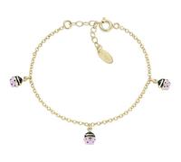 Amen Children's Bracelet Junior Collection. Jewel Made of Gold 925 Silver and Pink and Black Enamel. Length: 14 + 3 cm. The reference is BRJ3COGRO1