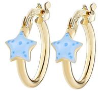 Amen children's earrings from the Junior Collection. Jewellery made of 925 sterling silver in gold colour and blue enamel. Diameter: 1 cm. The reference is ORJSTGAZ1