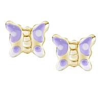 Amen children's earrings from the Junior Collection. Jewellery made of 925 sterling silver in gold colour and lilac and white enamel. The reference is ORJFAGLI3