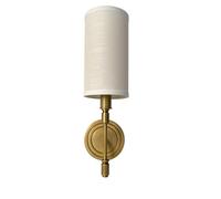 Amen Country Full Copper Wall Lamp Living Room Back Wall Decorative Light Fabric Lampshade Bedroom Bedside Lighting Fixture