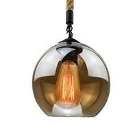 Amen Country Hemp Rope e26/e27 Glass Ball Ceiling Hanging Light Barber Shop Cafe Restaurant Single Head Chaner Bedroom Bedside Kitchen Island Ball Pendant Light