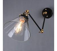 Amen Country Industrial LED Wall Light - Black Iron Small Black Umbrella Double Section Wall Lamp, Vintage Retro Edison Lighting, E27/E26 Compatible