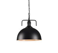 Amen Country Style, Black Semi-Circular Hanging Lamp, Wrought Iron Lampshade, Club Bar Restaurant Decoration Pendant Light, E27 Lighting Fixture (Black 13.7in)