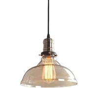 Amen Country Style Chaner,E27 Base Single-Head Hanging Light,Creative Hat-Shaped Glass Pendant Lamp Lampshade,Barn Restaurant Coffee House Decorative Lighting Fixtures