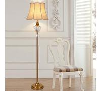 Amen Country Style Floor Lamp with Fabric Shade - Tall Standing Lamp for Indoor Reading and Living Room Decor