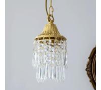 Amen Crystal Chaner, d Brass Finish Dining Room Pendant Light Fixture, Kitchen Island Hallway Decorative Lighting Hanging Ceiling Lights, Height Adjustable