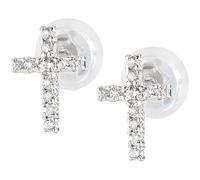 Amen Earrings 9ct Gold White Cubic Zirconia Stud Earrings Size 0.8 cm JE38023