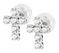 Amen Earrings JE30700 9ct Gold White Cubic Zirconia Size 0.8 cm