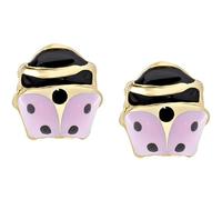 Amen girl earrings from the Junior Collection. Jewel made of 925 silver in gold and pink and black enamel. The reference is ORJCOGRO3