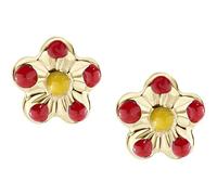 Amen girl earrings from the Junior Collection. Jewel made of 925 silver in gold and red and yellow enamel. The reference is ORJFIGR3