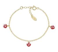 Amen Girl's bracelet Junior Collection. Jewellery made of 925 sterling silver in gold colour and red and white enamel. Length: 14 + 3 cm. The reference is BRJ3CUGR1