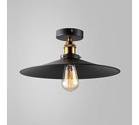 Amen Industrial Semi-recessed Ceiling Light, Black Iron, E27, Dustproof & Eye Protection, Small Ceiling Lamp for Corridor