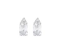 AMEN Jewellery Princess Earrings Women's Earrings 925 Sterling Silver Rhodium Plated with Cubic Zirconia Gift for Women, Taglia Unica, Sterling Silver, Cubic Zirconia