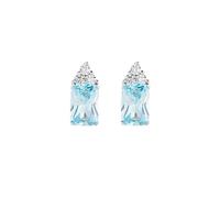 AMEN Jewellery Princess Earrings Women's Earrings 925 Sterling Silver Rhodium Plated with Cubic Zirconia Gift for Women, Taglia Unica, Sterling Silver, Cubic Zirconia