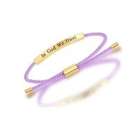 Amen Judaica In God We Trust String Bracelet With Stainless Steel Tube, L, Stainless Steel, string, no gemstone