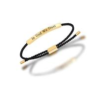 Amen Judaica In God We Trust String Bracelet With Stainless Steel Tube, L, Stainless Steel, string, no gemstone