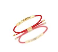 Amen Judaica In God We Trust String Bracelet With Stainless Steel Tube, L, Stainless Steel, string, no gemstone