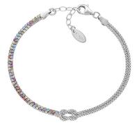 Amen Love Knot Collection Women's Bracelet 925 Silver Rhodium and Multicoloured Cubic Zirconia. Length: 16 + 3 cm. Reference is BRNOAMBMZ16
