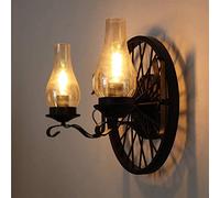 Amen Mediterranean Steampunk Wall Light Retro Creative Wall Lamp Living Room Attic Cafe Hall Bar Decor Interior Kerosene Lamp Bronze Round Iron Wall Sconce E27 Edison