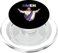 Amen Nonbinary Jesus Enby LGBTQ Transgender Pride PopSockets PopGrip for MagSafe