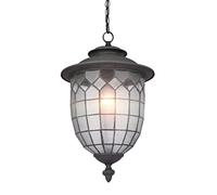 Amen Outdoor Waterproof Chaner Creative Grid Glass Pendant Light E27 Metal Hanging Lamp for Garden, Courtyard, Corridor Decoration