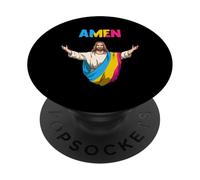 Amen Pansexual Jesus LGBTQ Pride Amen Pansexual PopSockets Adhesive PopGrip
