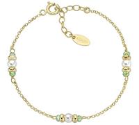 Amen Rainbow Collection Women's Bracelet 925 Silver Gold Finish with Beads and Green Crystals Length 16 + 3 cm The reference is: BRGRSEGVE