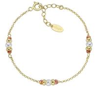 Amen Rainbow Collection Women's Bracelet 925 Silver Gold Finish with Beads and Orange Crystals Length 16 + 3 cm The reference is: BRGRSEGAR